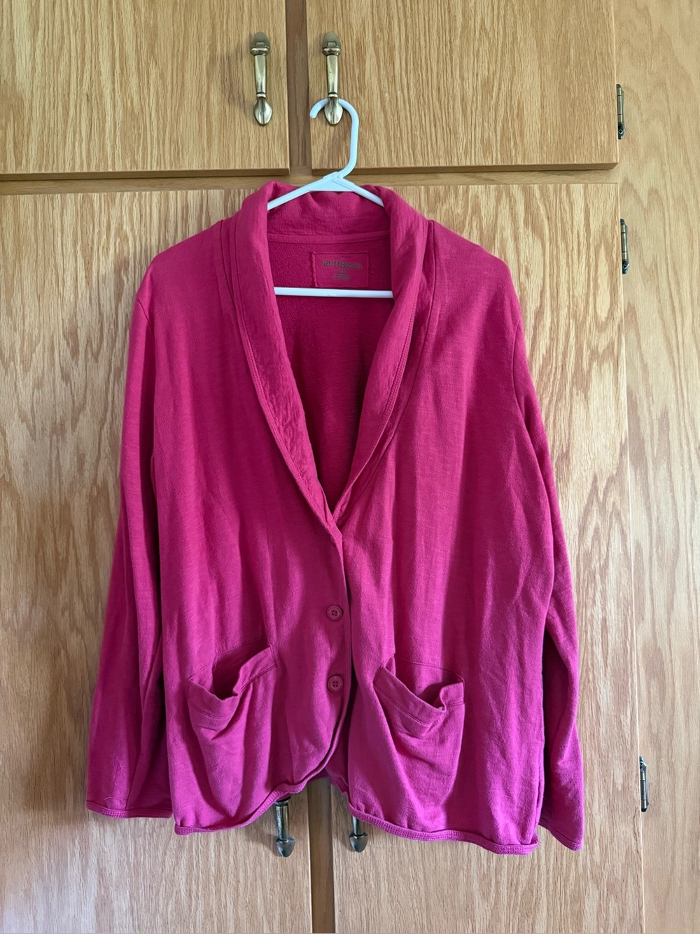 Ruff Hewn Pink Shawl Collar Cardigan Sweater 2X Cozy Button Front